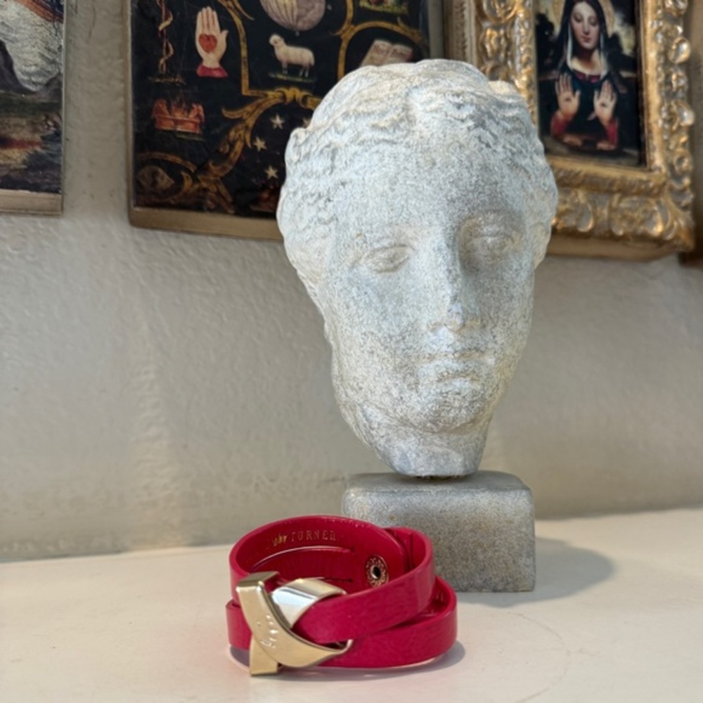 Elaine Turner Breast Cancer Awareness‎ Pink Leather Bracelet NWOT